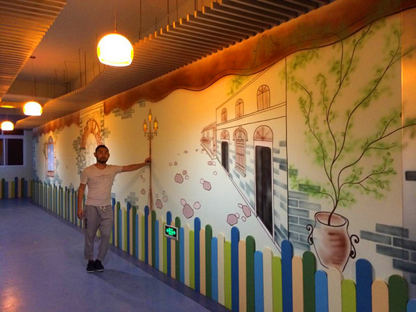 上海浦江第三幼兒園走廊彩繪作品